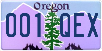 OR license plate 001QEX