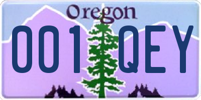 OR license plate 001QEY