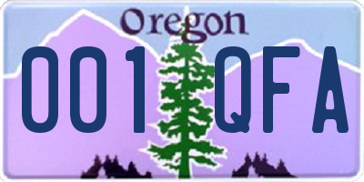 OR license plate 001QFA