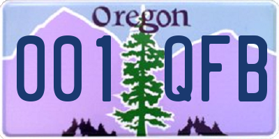 OR license plate 001QFB