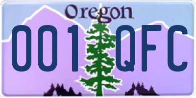 OR license plate 001QFC