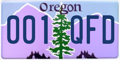 OR license plate 001QFD