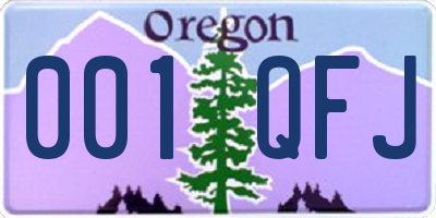 OR license plate 001QFJ