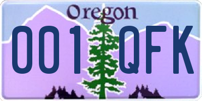 OR license plate 001QFK