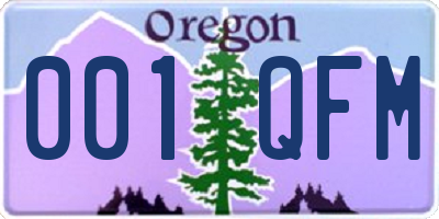 OR license plate 001QFM