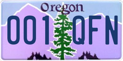 OR license plate 001QFN