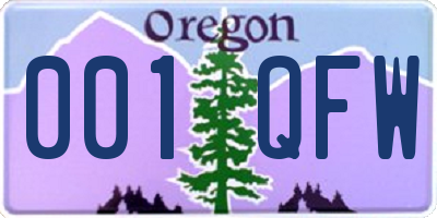 OR license plate 001QFW