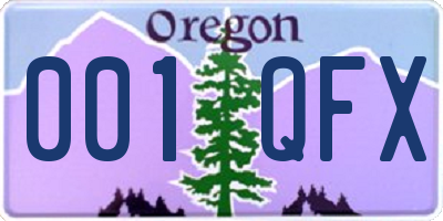 OR license plate 001QFX