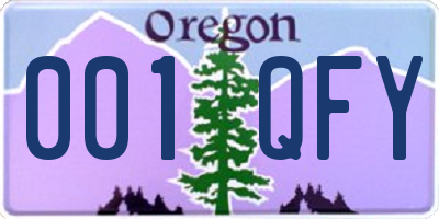 OR license plate 001QFY