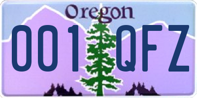 OR license plate 001QFZ