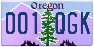 OR license plate 001QGK