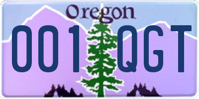 OR license plate 001QGT