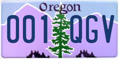 OR license plate 001QGV