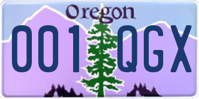 OR license plate 001QGX