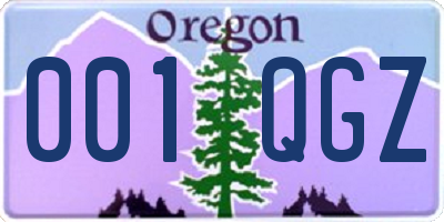 OR license plate 001QGZ