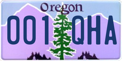 OR license plate 001QHA