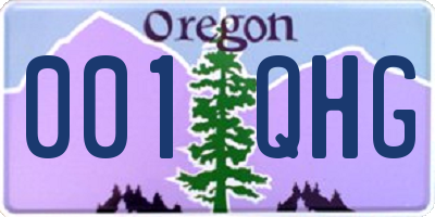 OR license plate 001QHG