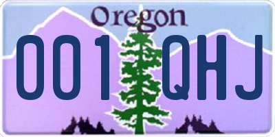 OR license plate 001QHJ