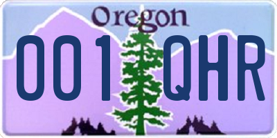 OR license plate 001QHR