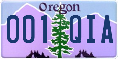 OR license plate 001QIA