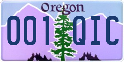 OR license plate 001QIC