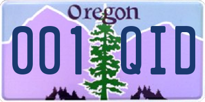 OR license plate 001QID