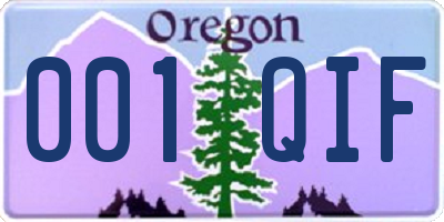 OR license plate 001QIF