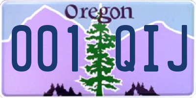 OR license plate 001QIJ