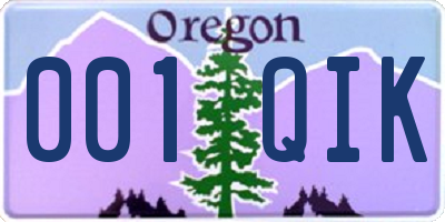 OR license plate 001QIK