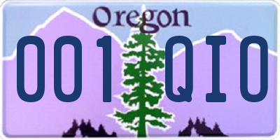 OR license plate 001QIO