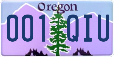 OR license plate 001QIU