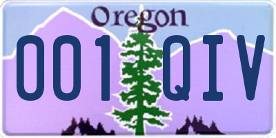 OR license plate 001QIV