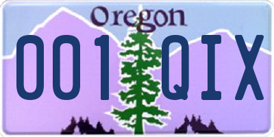 OR license plate 001QIX