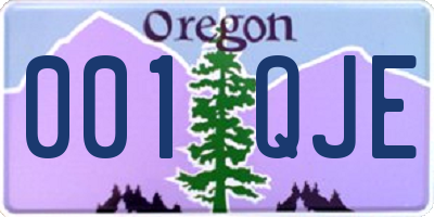 OR license plate 001QJE