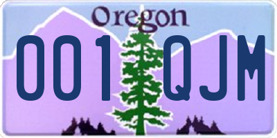 OR license plate 001QJM