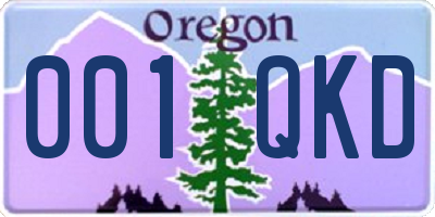 OR license plate 001QKD