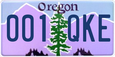 OR license plate 001QKE