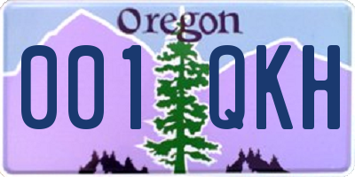 OR license plate 001QKH