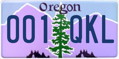 OR license plate 001QKL