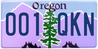 OR license plate 001QKN