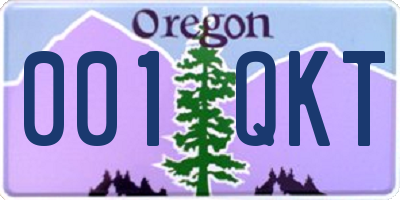 OR license plate 001QKT