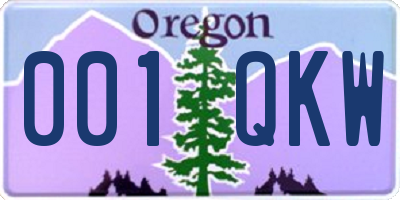 OR license plate 001QKW