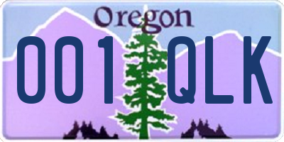 OR license plate 001QLK