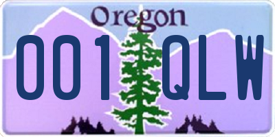 OR license plate 001QLW