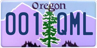 OR license plate 001QML