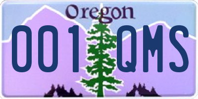 OR license plate 001QMS