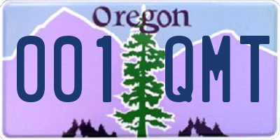 OR license plate 001QMT