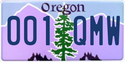 OR license plate 001QMW