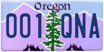 OR license plate 001QNA