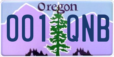 OR license plate 001QNB